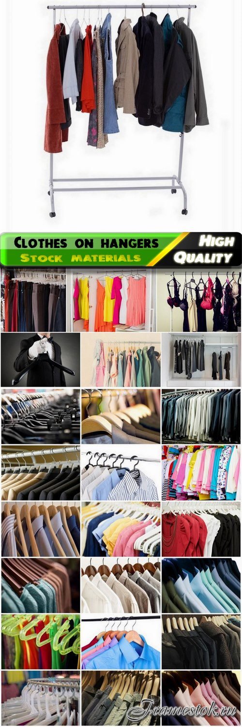 Different clothes on hangers in store - 25 HQ Jpg