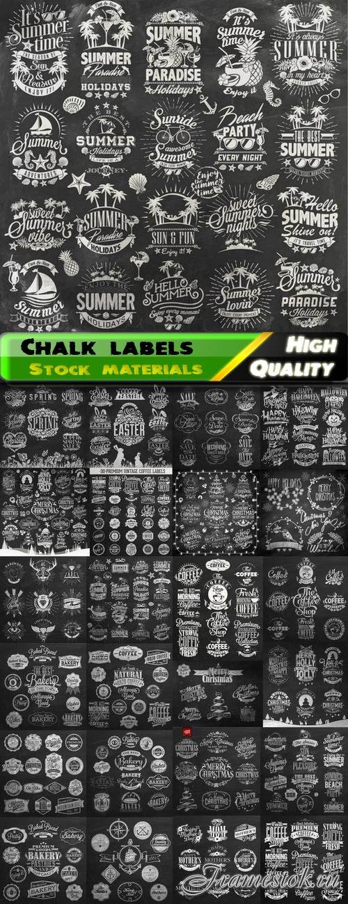 Chalk drawings of labels and badges - 25 Eps
