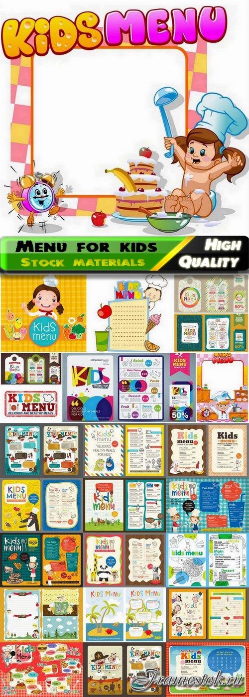 Funny menu cover design for kids - 25 Eps