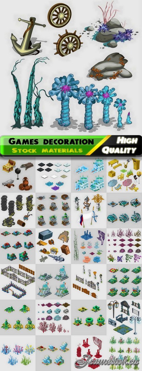 Realistik elements for games landscape decoration 2 - 25 Eps