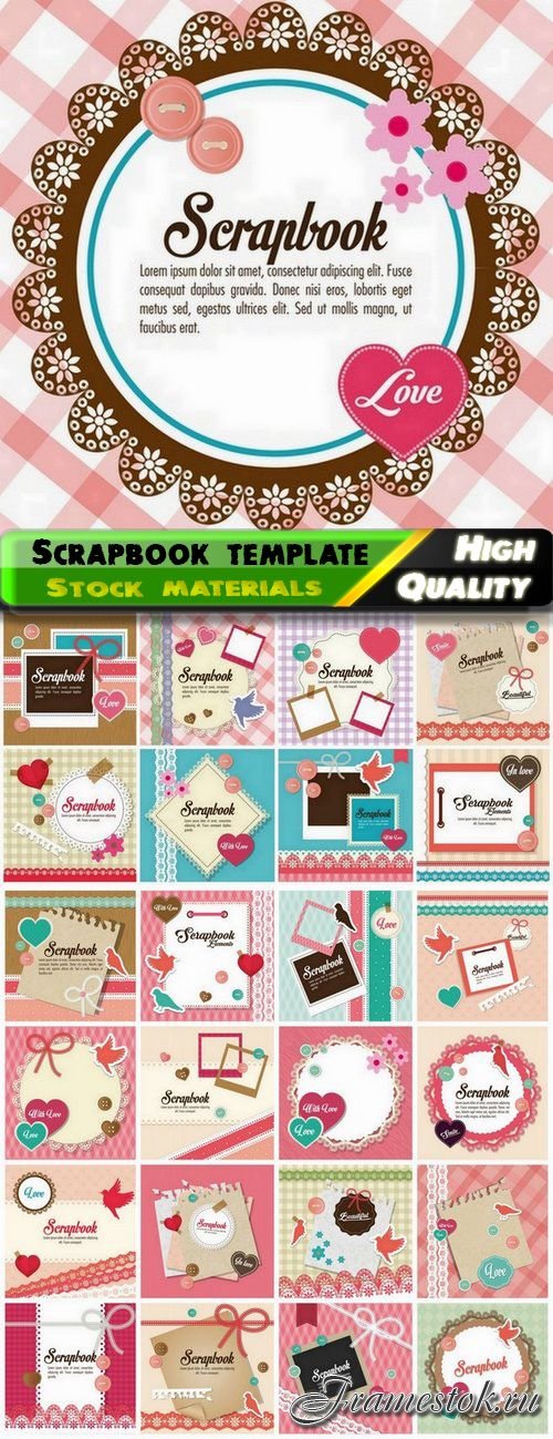 Cute scrapbook template design - 25 Eps