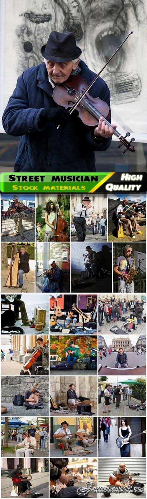 Urban street musician playing a musical instrument - 25 HQ Jpg