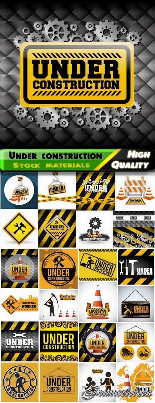 Website under construction warning page design - 25 Eps