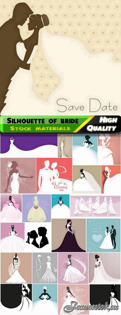 Woman in wedding dress and silhouette of bride - 25 Eps