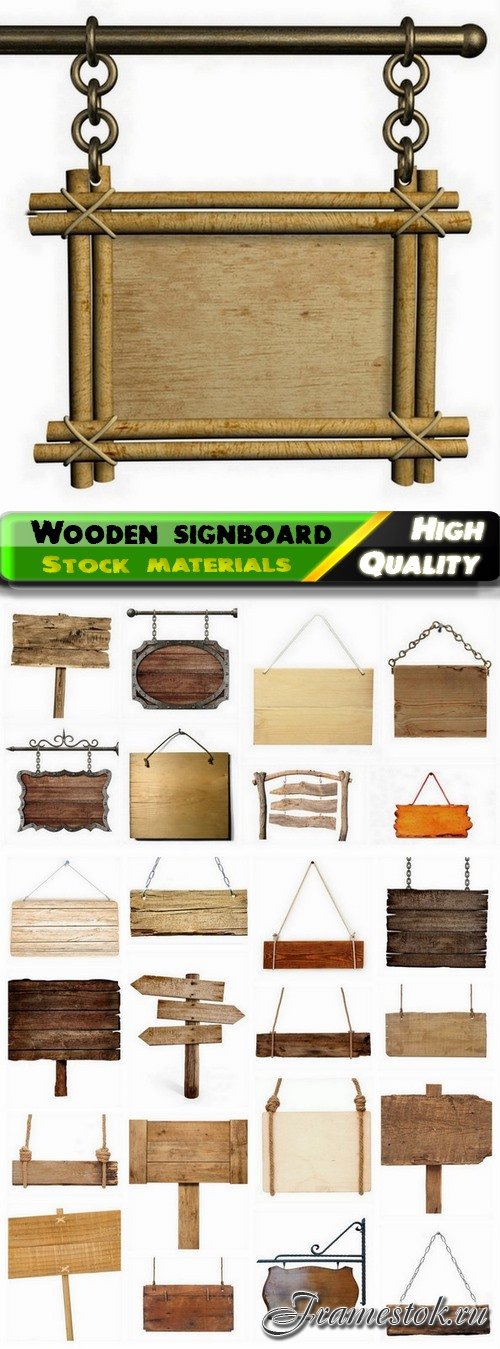 Wooden signboard pointer and frame for advertising - 25 HQ Jpg