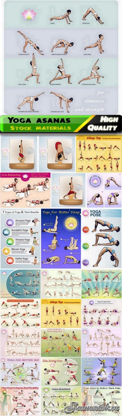 Sport woman and man in yoga asana and pose - 25 Eps
