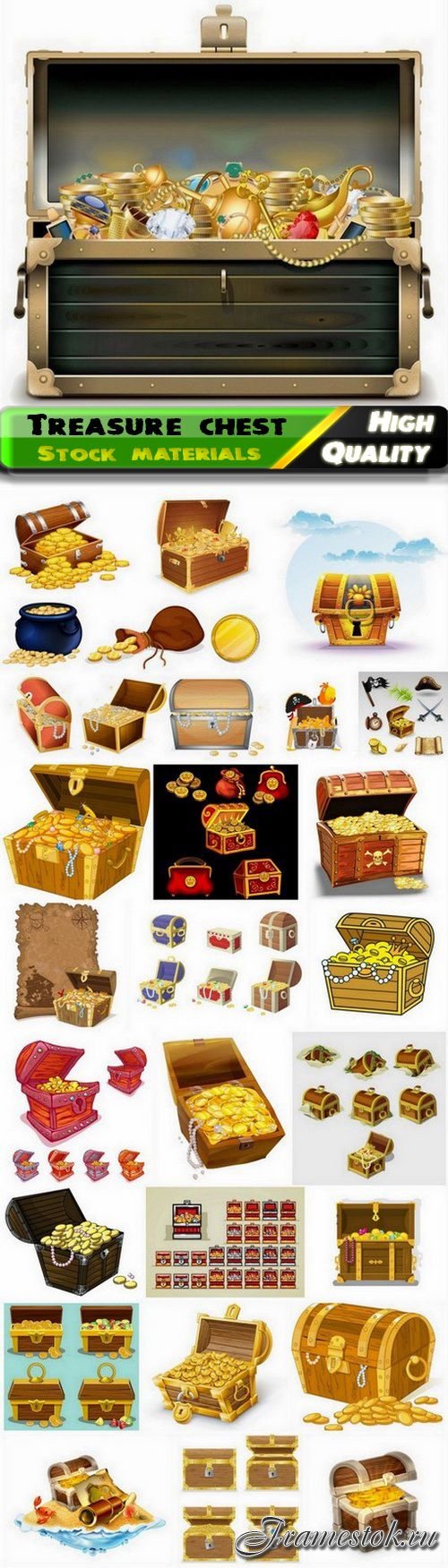 Pirate treasure chest and gold coin - 25 Eps