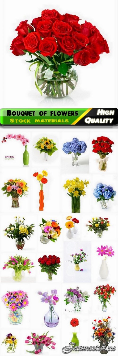 Bouquet of flowers in a vase with water - 25 HQ Jpg