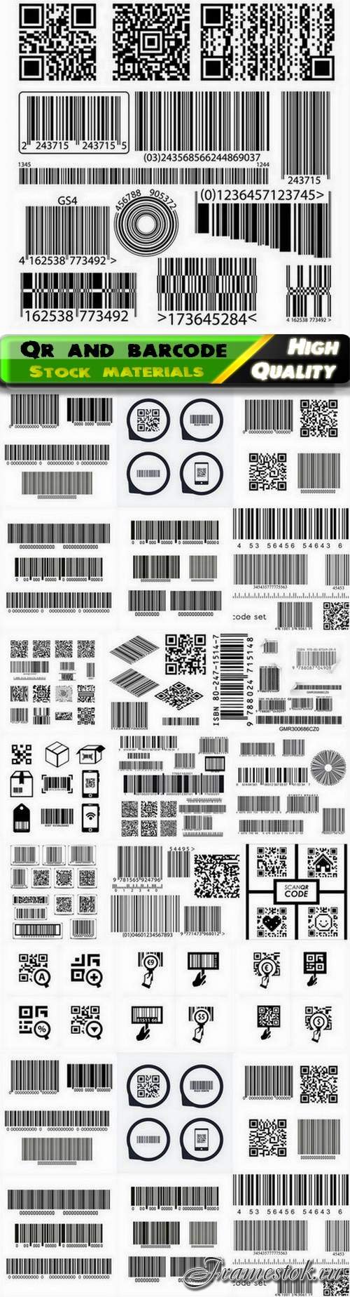 Qr and barcode for identify products in shop or supermarket - 25 Eps