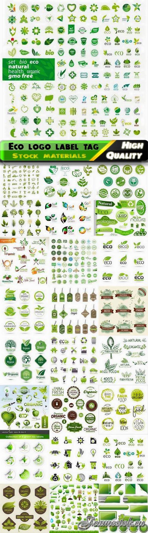 Set of eco logo label tag and alternative green energy banner - 25 Eps