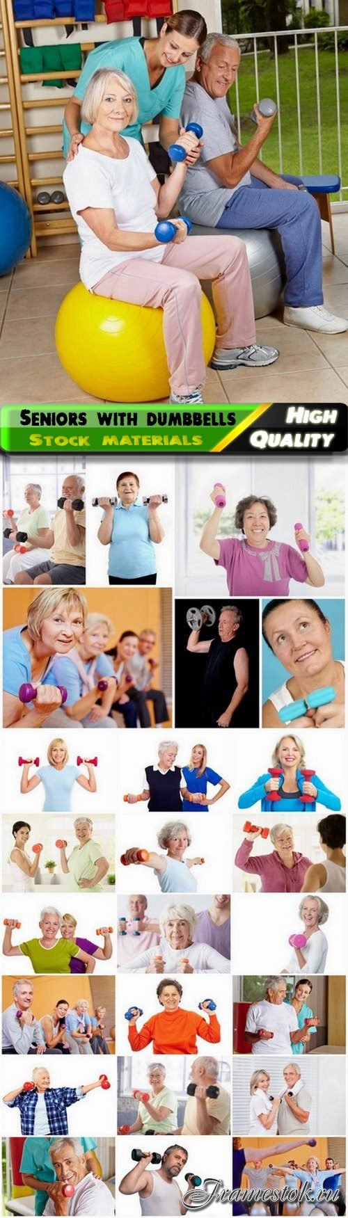 Old people and seniors in gum with dumbbells - 25 HQ Jpg
