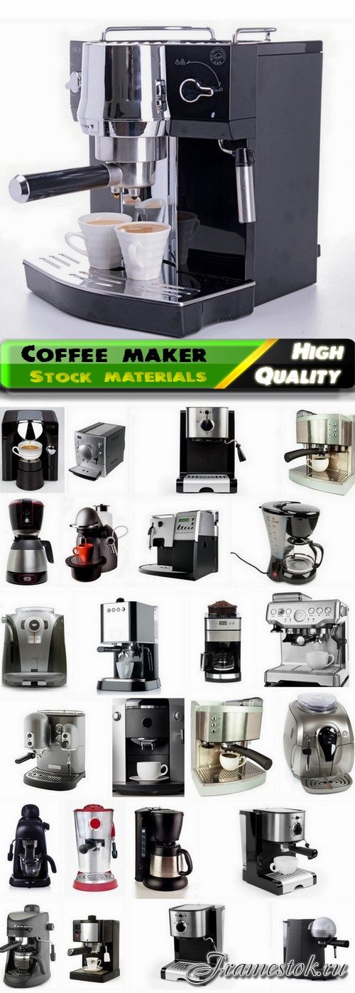 Coffee maker machine isolated on white background - 25 HQ Jpg