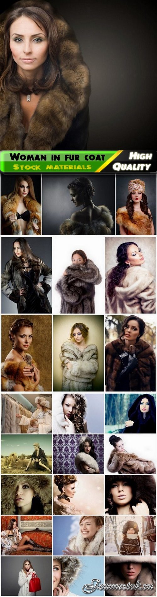 Fashionable woman and girl dressed in fur coat - 25 Eps