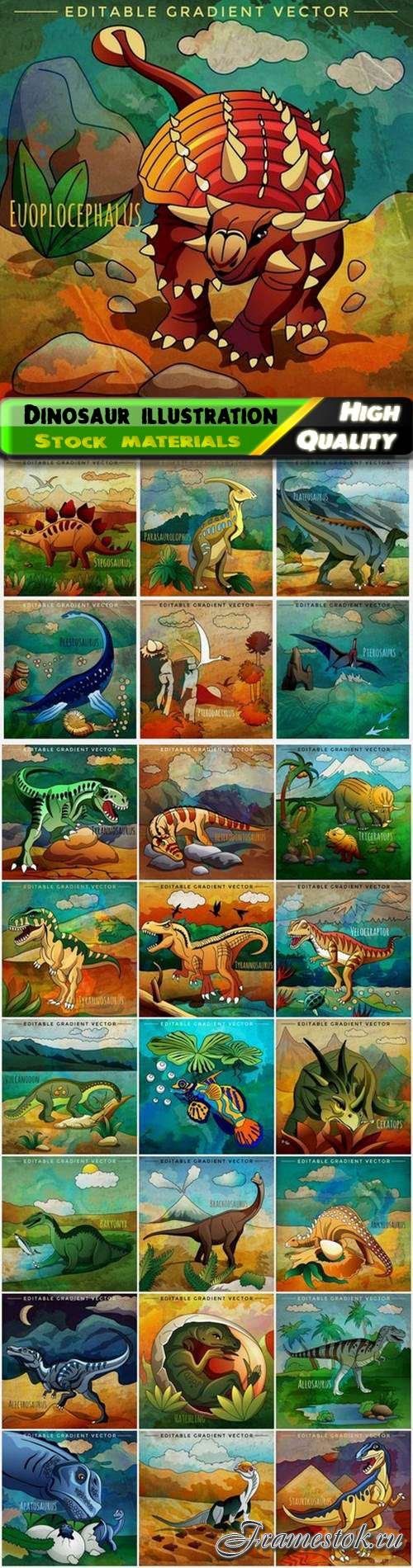Prehistoric animal and jurassic period dinosaur illustration - 25 Eps