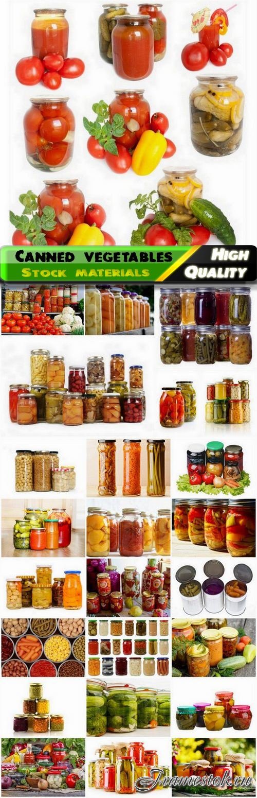 Canned vegetables and food in glass and metal jars - 25 HQ Jpg
