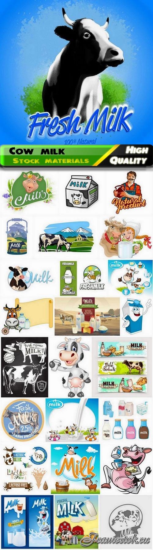 Cow milk and healthy drink and dairy products - 25 Eps