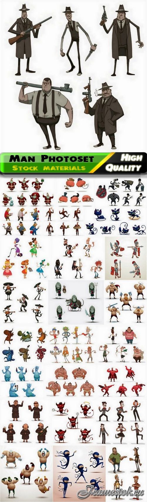 Set of cartoon funny character and people - 25 Eps