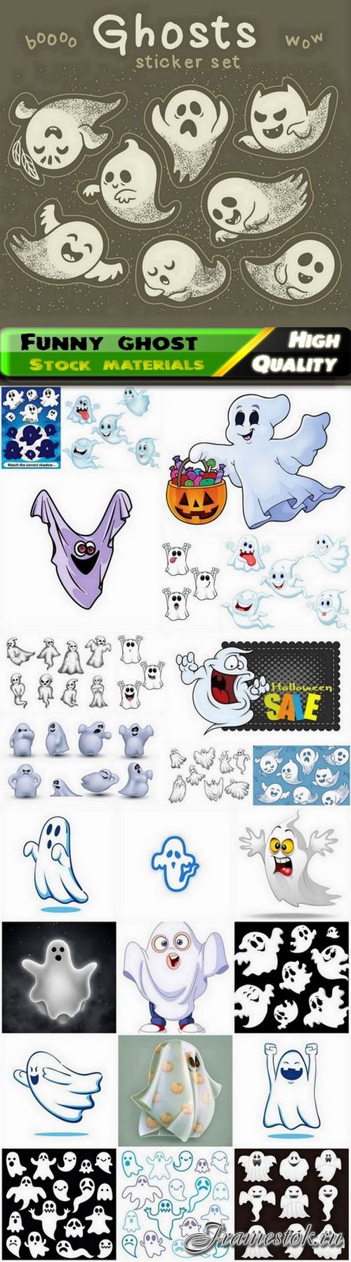 Funny ghost and scary soul for halloween holiday - 25 Eps