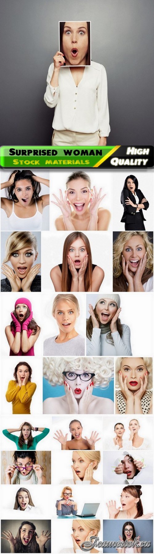 Surprised woman and girl with an open mouth  - 25 HQ Jpg
