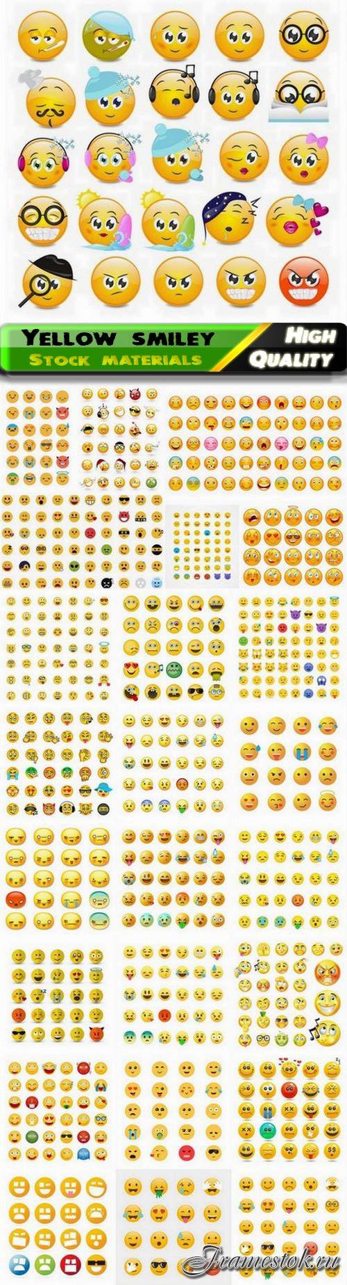 Yellow smiley with different emotion and funny face - 25 Eps