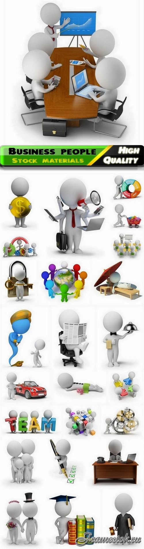 Business people creative 3D render funny white human - 25 HQ Jpg