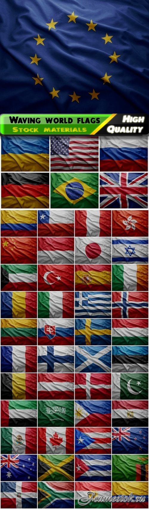 Realistic waving flag of different world countries - 50 HQ Jpg