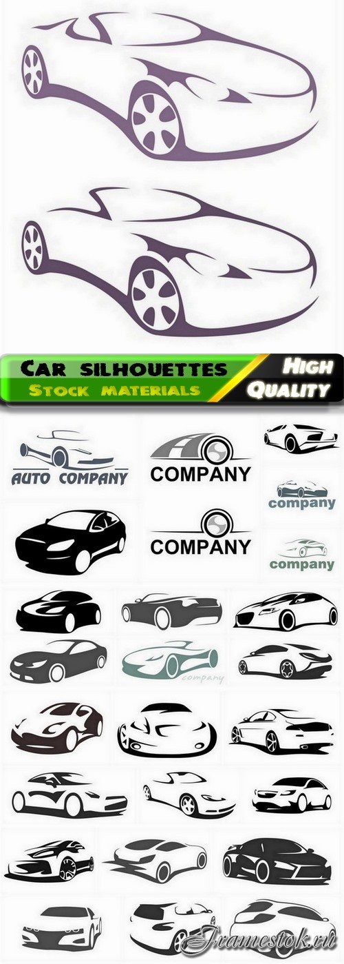 Car silhouettes and automobile logo and garage emblem - 25 Eps