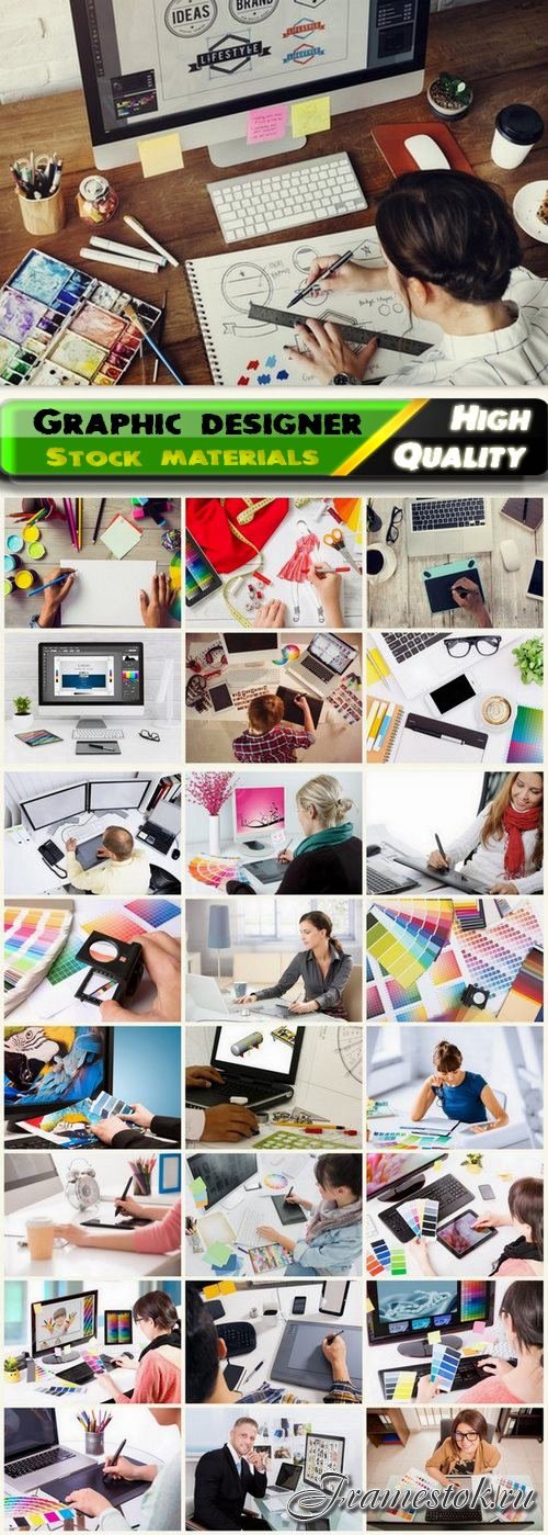 Graphic designer men and women at work in the office - 25 HQ Jpg