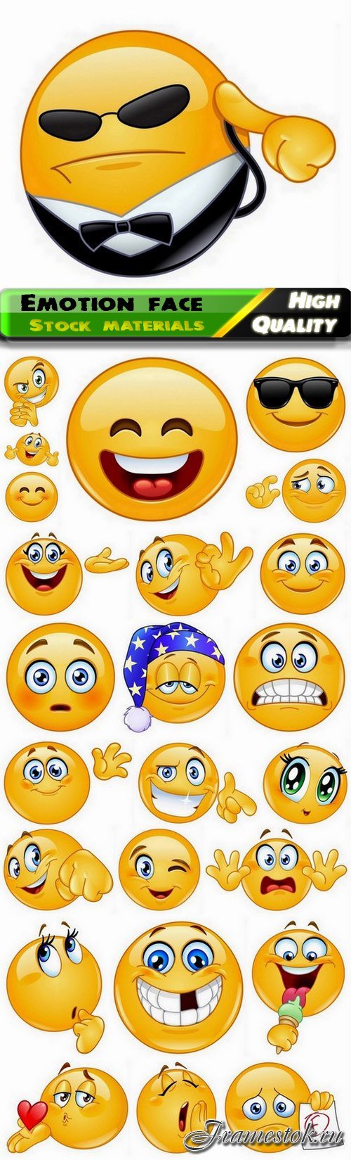 Yellow smiley with different emotion and funny face 2 - 25 Eps