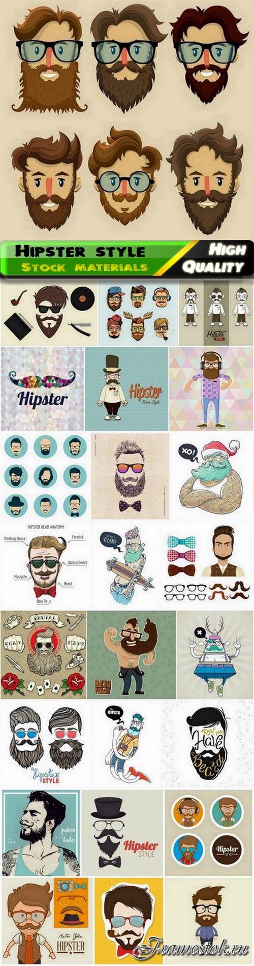 Stylish people and man in hipster style - 25 Eps
