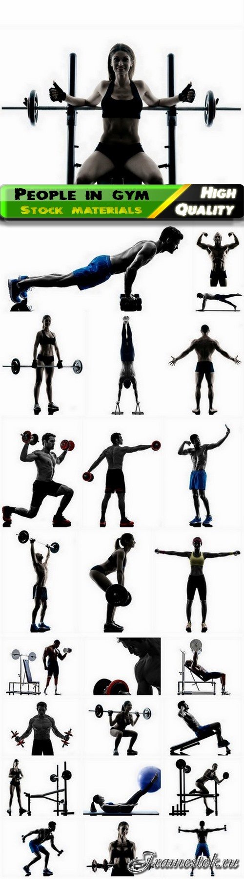 Silhouettes of man and woman who work hard in sport gym - 25 HQ Jpg