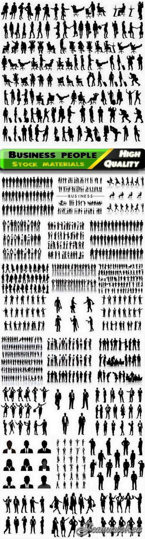 Set of businessman and woman silhouettes in different poses - 25 Eps