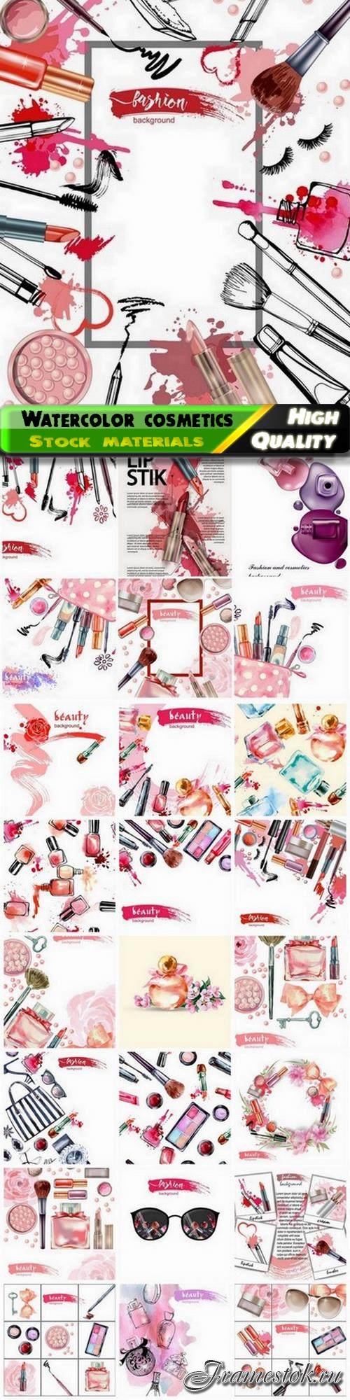 Watercolor cosmetics mascara powder rouge lipstick nail polish - 25 Eps