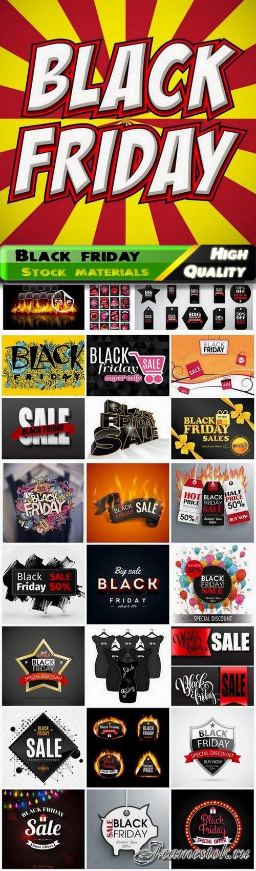 Banner tags and label for black friday sale and discount - 25 Eps