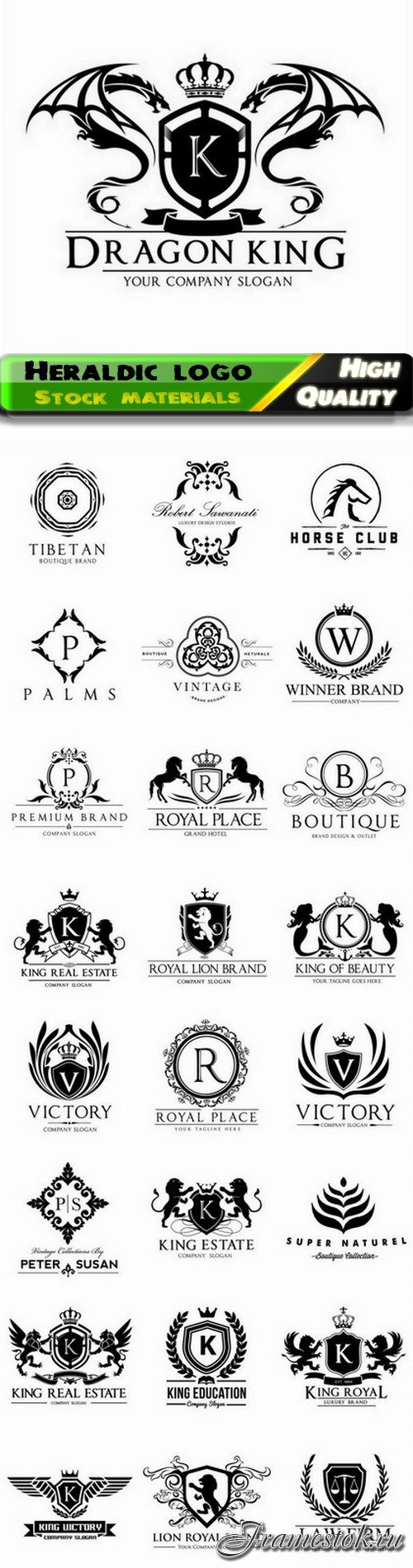 Company logo and emblem with heraldic decorative elements - 25 Eps