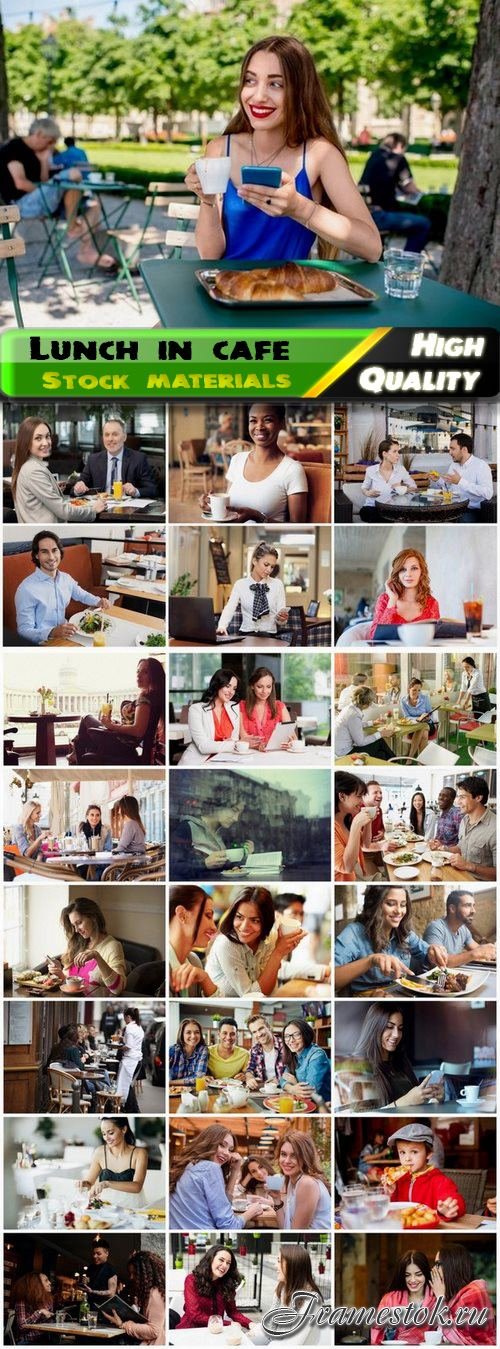 People in good mood have lunch in cafe or restaurant - 25 HQ Jpg