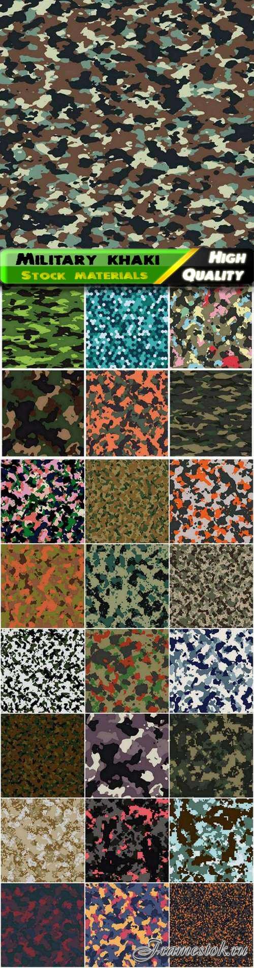 Military seamless patterns color of khaki for army camouflage - 25 Eps