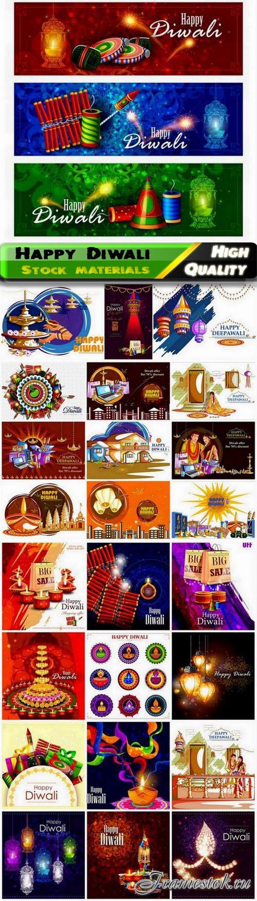 Happy Diwali holiday card for discount sale - 25 Eps