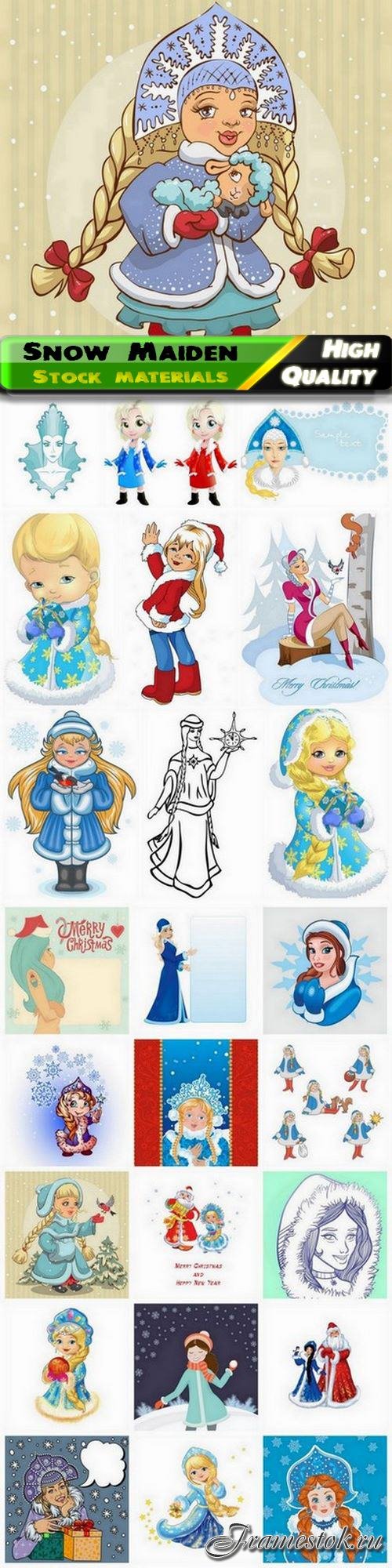 Snow Maiden and Santa Claus for Merry Christmas card - 25 Eps