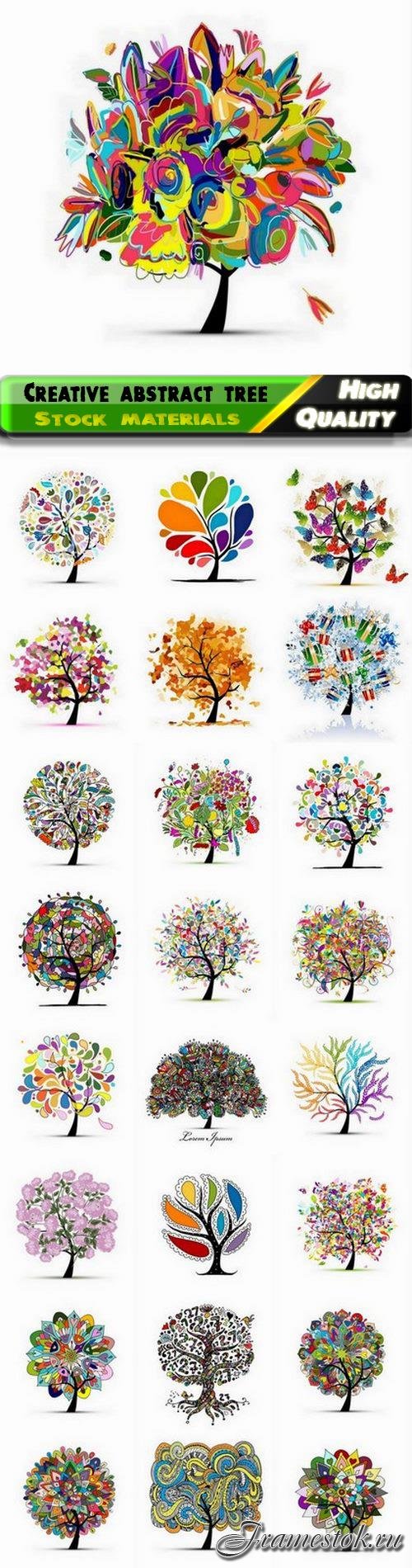 Creative tree with abstract floral leaves - 25 Eps