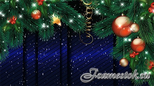 New year background footage with branches and Christmas toys 