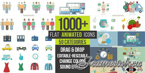 Flat Animated Icons 1000+ - Project for After Effects (Videohive)