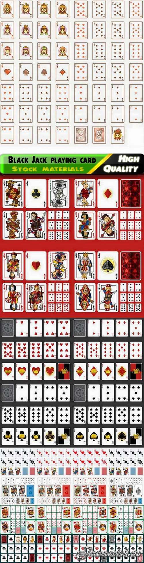 Black Jack playing card heart diamond club spade 25 Eps