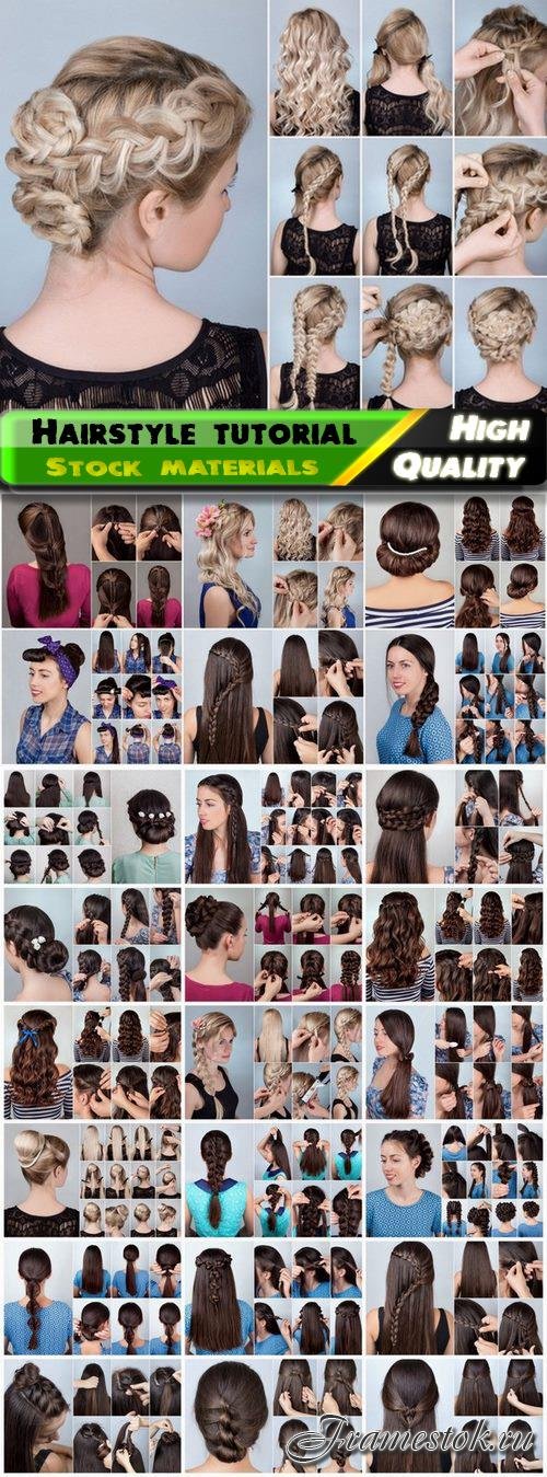 Tutorial for creation of hairstyle with bun and plait curly hair 2 25 Jpg