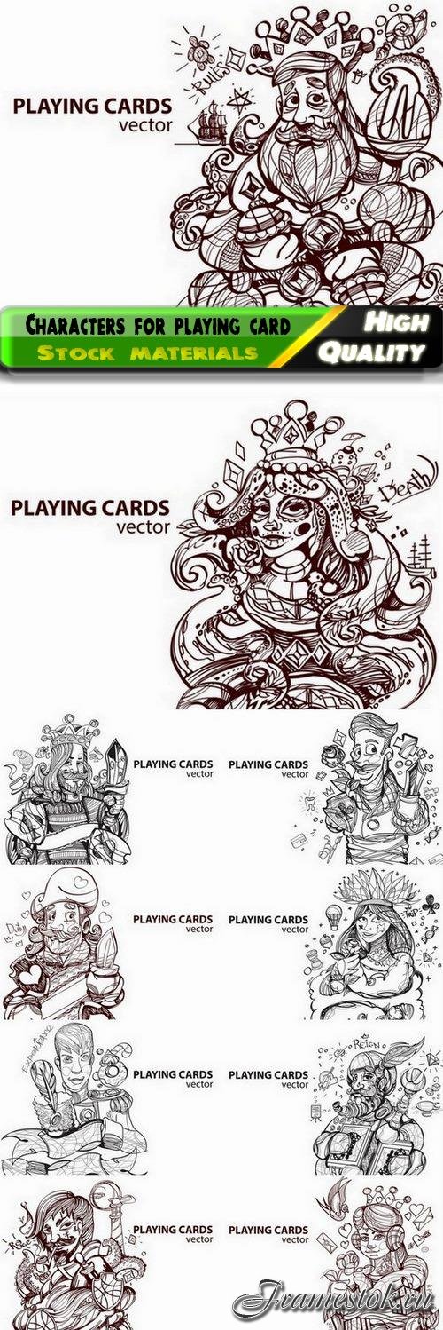 Creative sketch of characters for playing card decoration 10 Eps