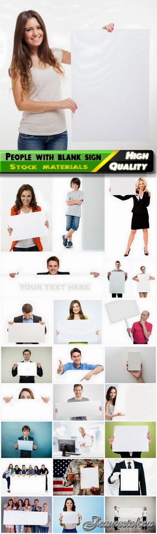 Business people with blank sign and card for advertising 25 HQ Jpg
