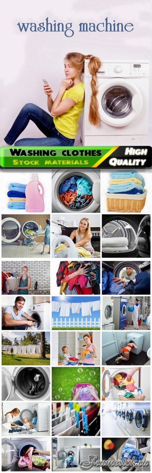 Laundry with washing machine and washing clothes 25 Jpg