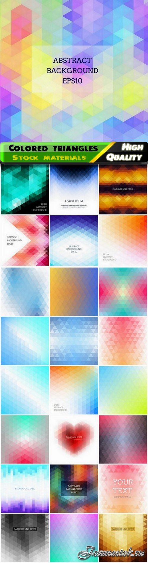 Abstract low poly background with colored triangles 25 Eps