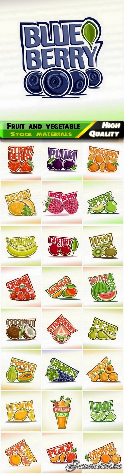 Creative fruit and vegetable illustration healthy food 25 Eps