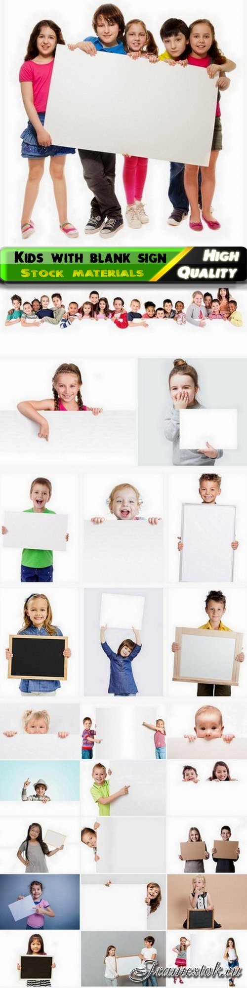 Happy kids and children with blank sign for your advertising 25 Jpg